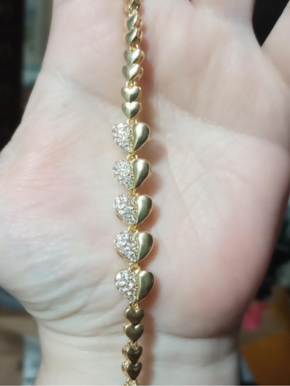 Fashion Jewelry Gold Heart Bracelet with Clear Crystal Accents